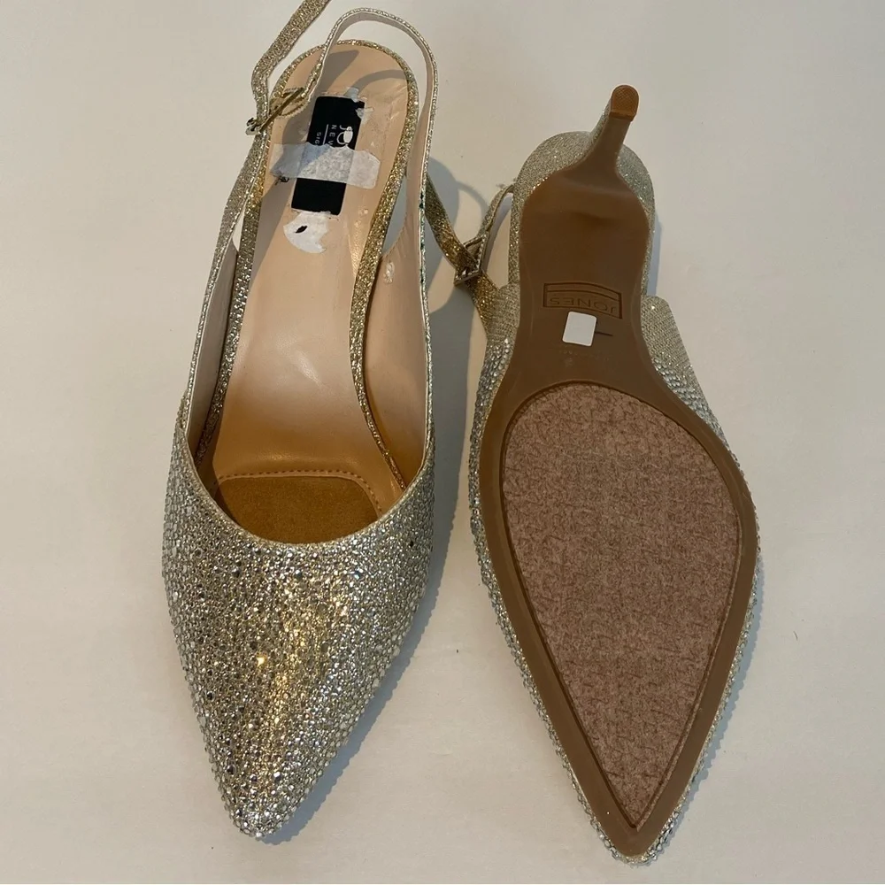 Jones New York Berria Women's Pumps Heels Size 9.5‎ Gold Rhinestone Crystal